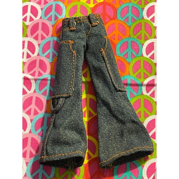 Bratz Boyz Doll Denim Blue Jeans Wide Bell Bottom SIde Pockets - Picture 1 of 6